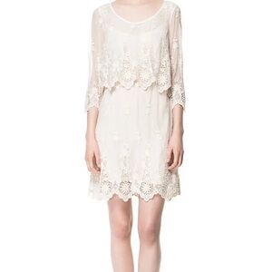 Zara Cream Lace Long Sleeve Dress